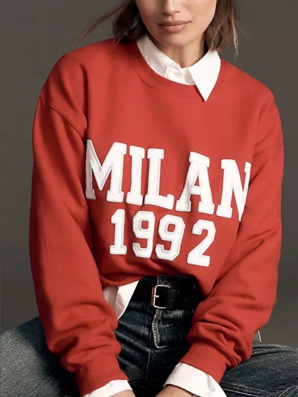 Anthropologie Red 'MILAN 1992' Crewneck Sweatshirt